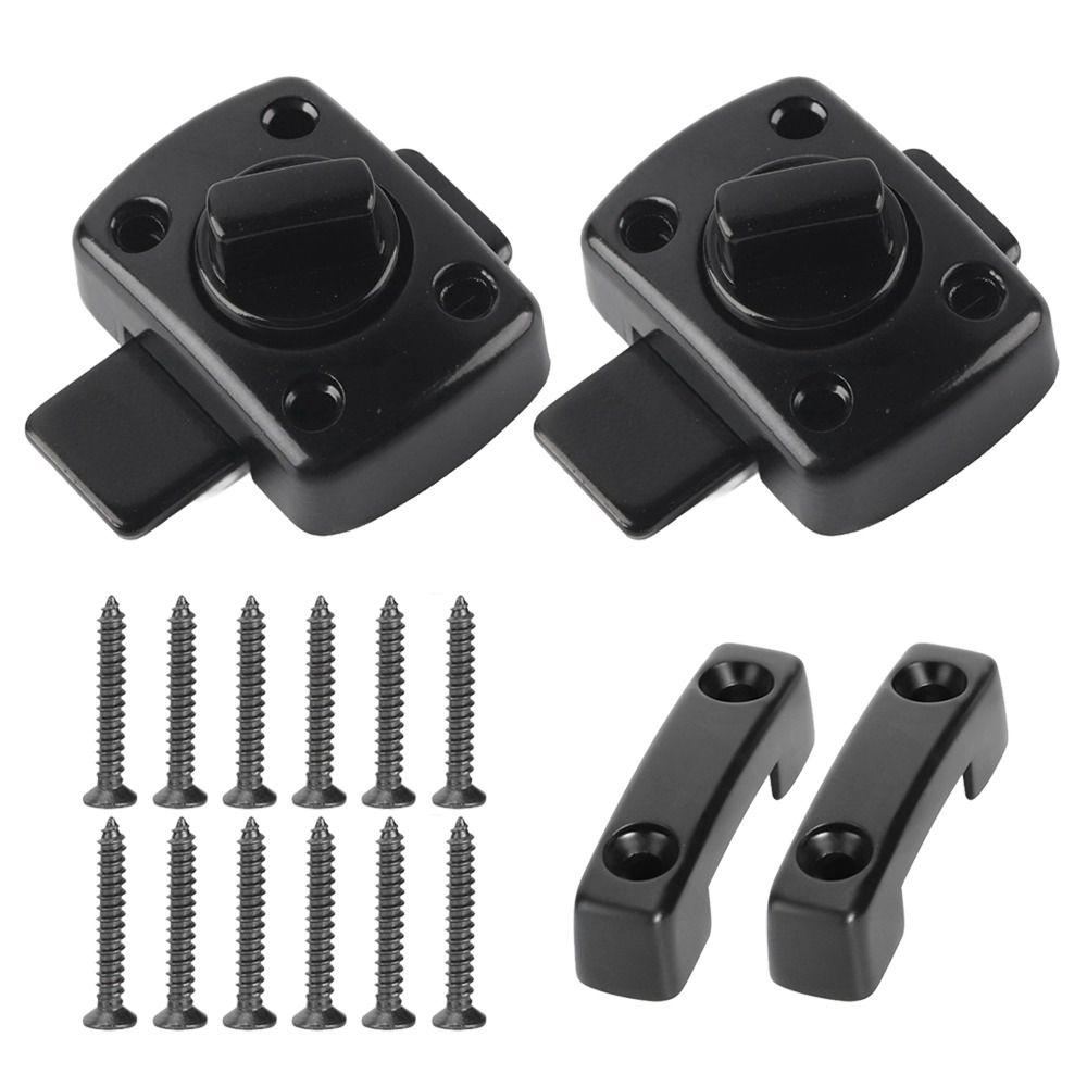 2set With Screws Safety Door Latch Black Cabinet Bolt Latch Household Rotate Bolt Latch Door