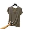 Women's Summer Cotton Crew Neck Short Sleeve Casual Elastic T-Shirt