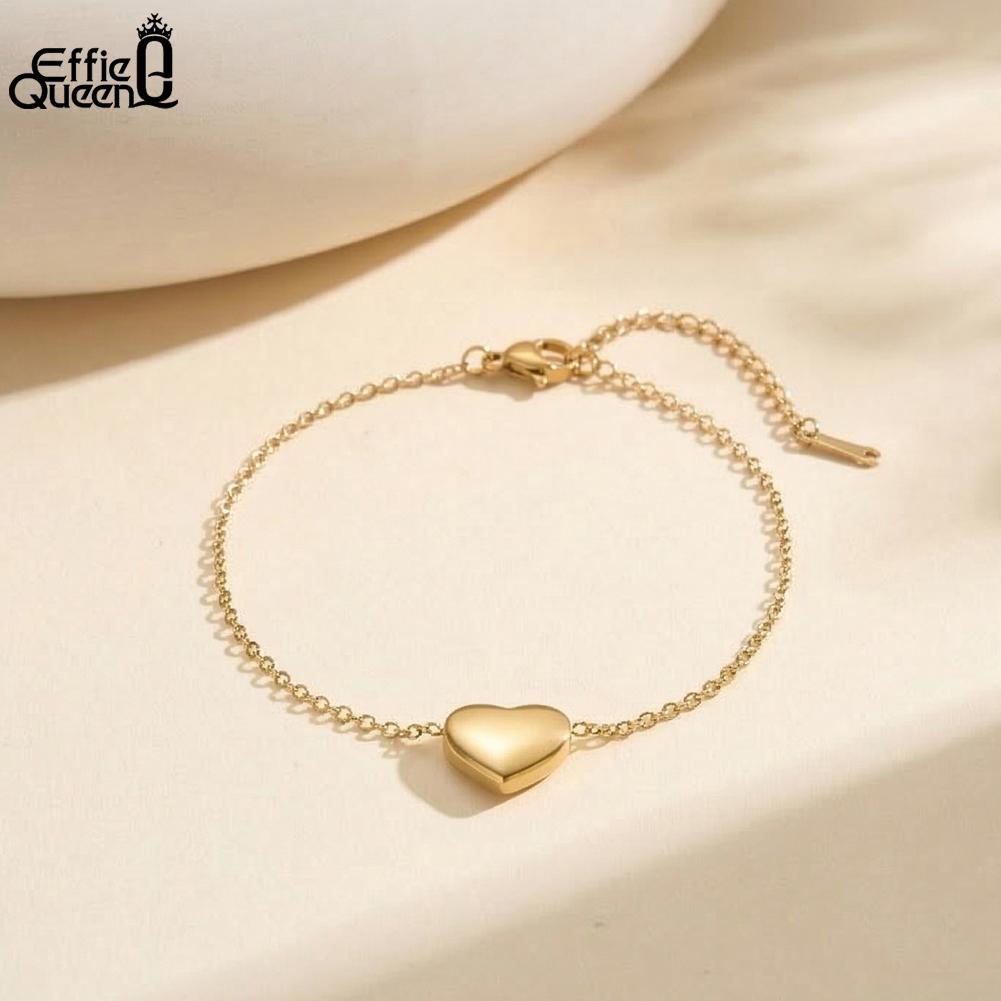 EFFIE QUEEN 18K Gold Plated Heart Necklace Stainless Steel Heart Pendant Choker Chain Texture Trendy Jewelry Waterproof STKN20