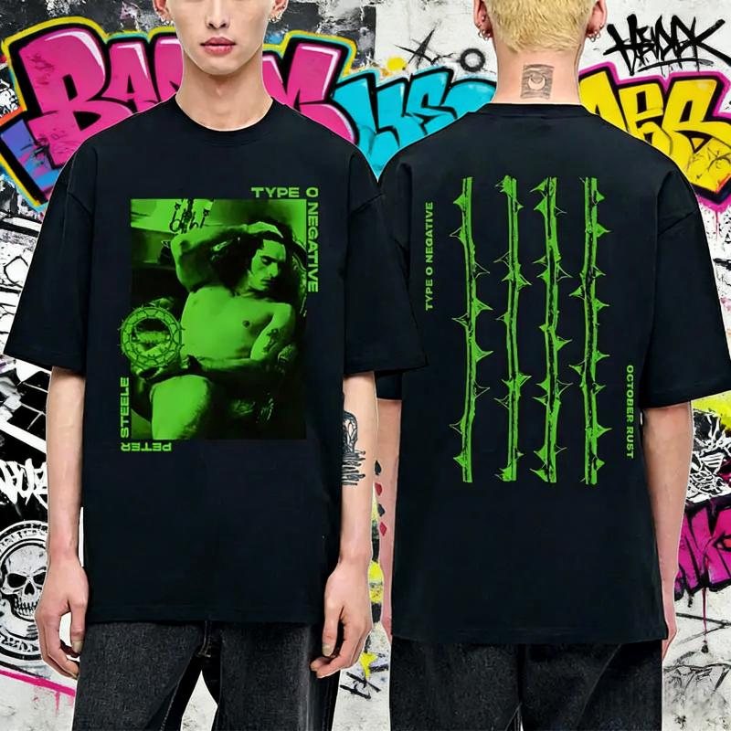 2025 Summer Type O Negative Art Aesthetic Male Fashion Cotton Tshirt Men Women Vintage Rock Band Men's Retro Oversized Tees