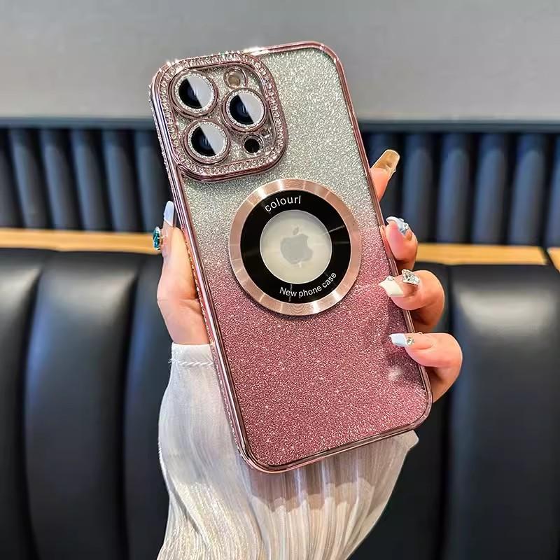 Suitable for Apple 16proMax Water Diamond Magnetic Phone Case, Gradient IPhone15 Anti-drop Lens Film 14 Protective Case