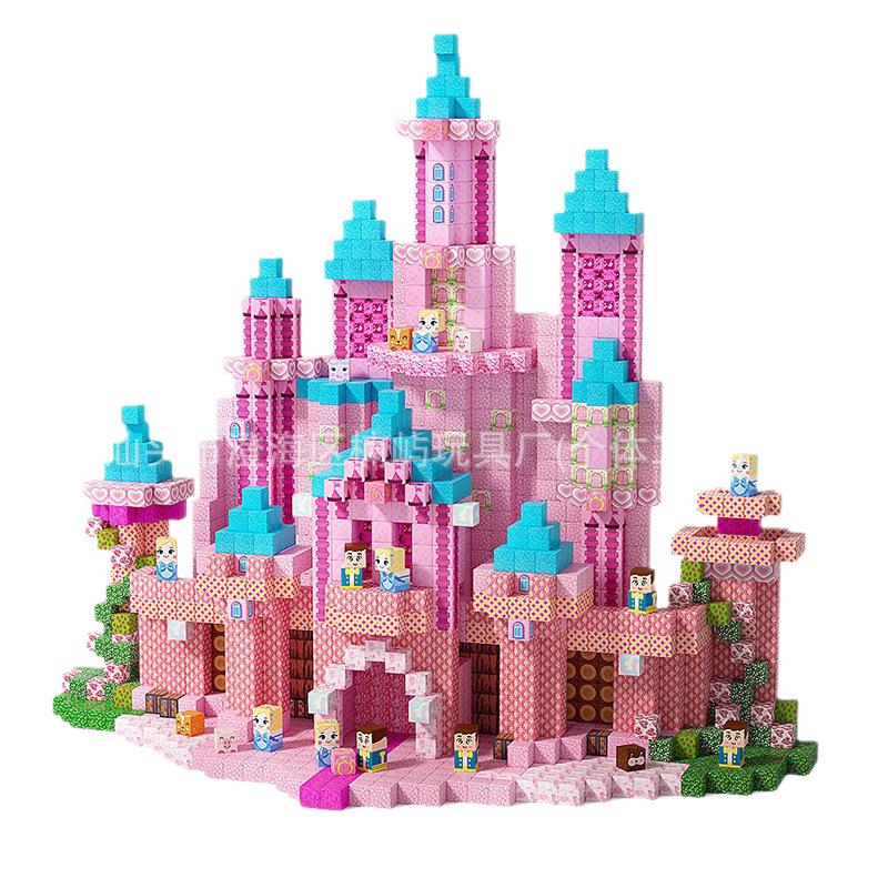 Pink Castle Magnetic Building Blocks: Educational Construction Set for Kids