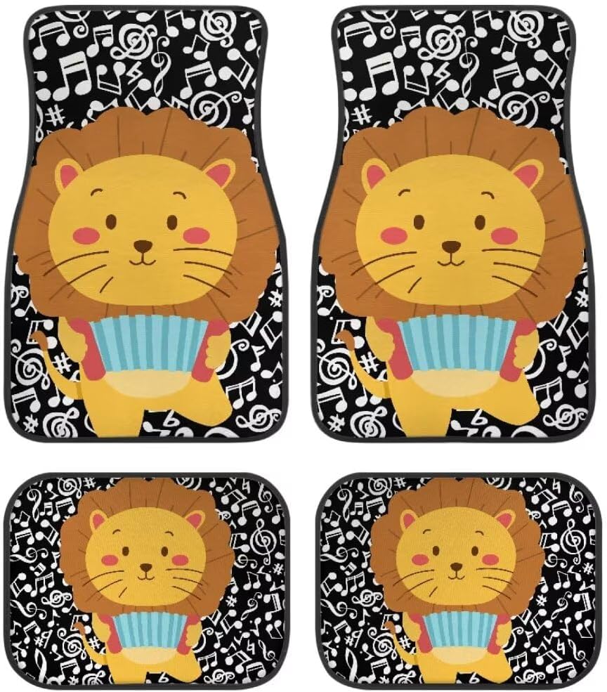 Van Car Interior Accessories 4-Piece Car Protector Mat Highland Cow Sunflowers Print All Weather Car Floor Mats Universal Fit Automotive SUV Sedan
