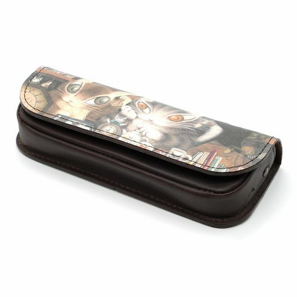 Dayan the Cat Genuine Leather Art Glasses Silver Jubilee [WACHIFIELD] Case,