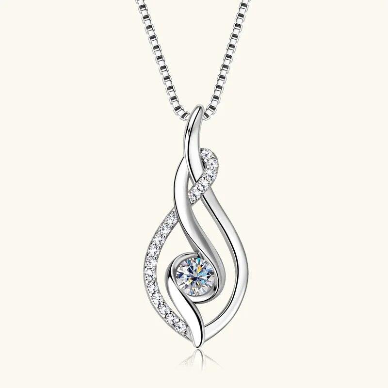 Collier avec pendentif en or Moissanite pour femmes, couleur D VVS1, en argent Sterling S925, chaîne de cou de luxe, bijoux scintillants, nouvelle collection