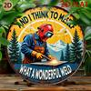 D Flat A Circular Metal Sign with a Vintage Welding Theme Perfect for Decorating a Workshop Garage Or Man Cave