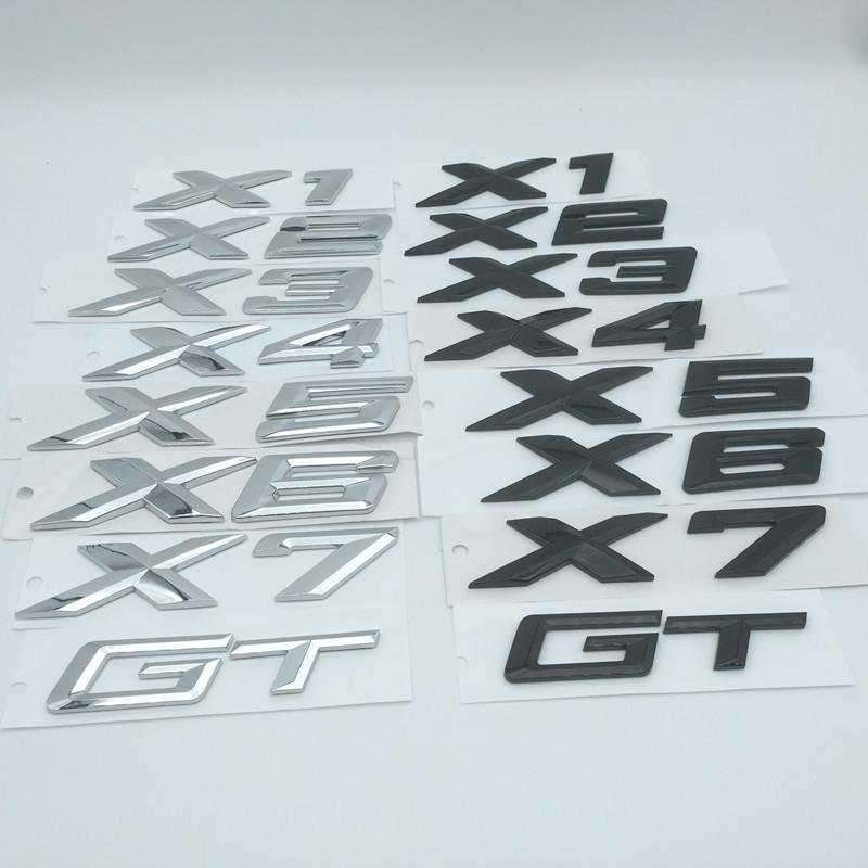 1pcs 3D ABS X1 X2 X3 X4 X5 X6 X7 GT Car Letter Rear Tailgate Trunk Decals Emblem Badge Sticker Decal Styling Auto Accessories