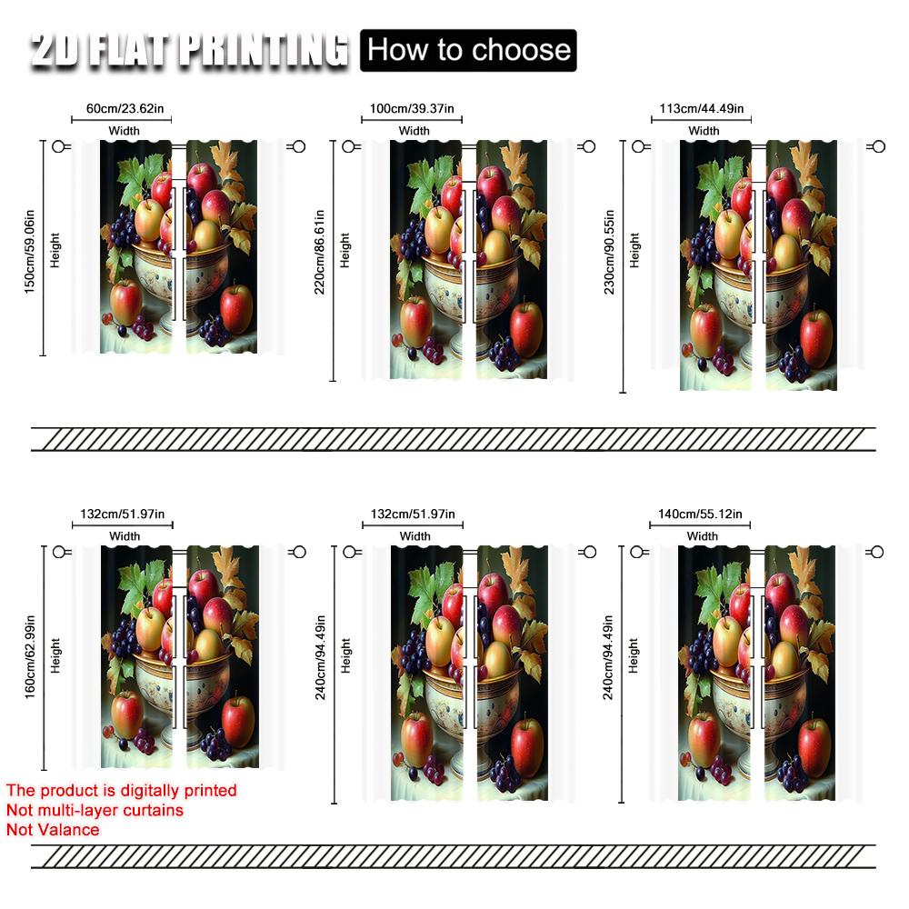 2pcs   Curtain Cloth  print Fresh And Delicious Fruit Machine Washable (without rod) Stuff Clearance for Living Room   Bedroom
