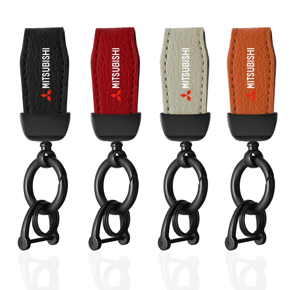 sdbf9 1pcs Leather Keychain Car KeyRing Chain Holder Auto Key Accessories For Mitsubishi Asx Lancer Triton Galan Colt Evolution Evo