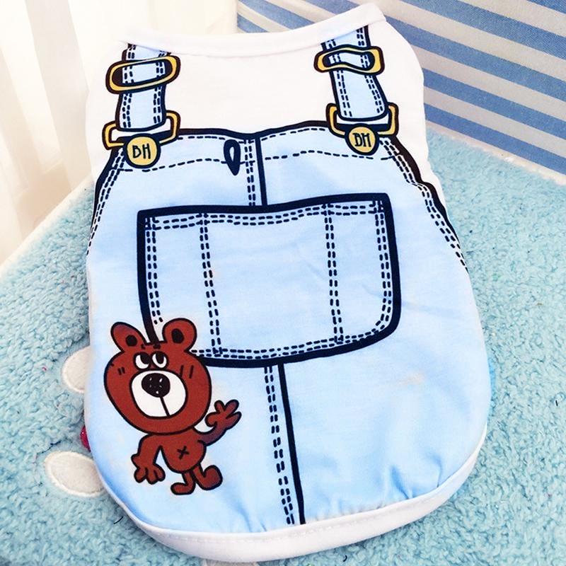 

Хлопковая летняя футболка с различным принтом для собак XS светло-синий