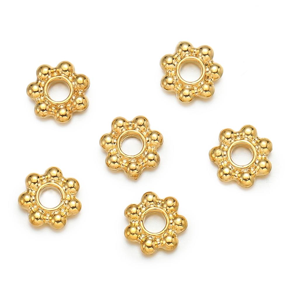 100/200 Stück 6 mm Legierung Blume Abstandshalter Perlen Gänseblümchen Metall Schmuck Abstandshalter für Armband Halskette Schmuckherstellung Zubehör