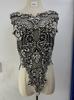 Rhinestone Tassel Dark Purple Beaded Lace Fabric with Motif Rhinestones Flower Shape Embroidery Trim for Wedding Dress