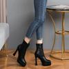 Fashion 2025Shoes for Women Round Toe  Sole Platform Chunky Heels Women Boots Solid Color Zipper Fashion Western Concise Sexy Shoes