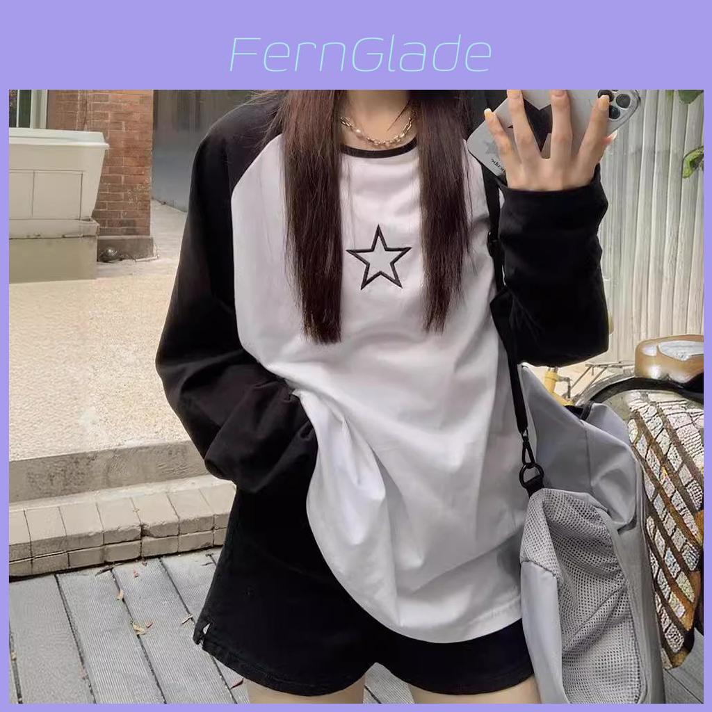 Casual Star Embroidered T Shirt For Women With Rayon Polyester Blend Spring