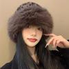 Ins Leopard Print Bucket Hat Women Fashion Furry Fisherman Cap Faux Fur Warm Winter Luxury Ear Protection Plush Panama for Girls