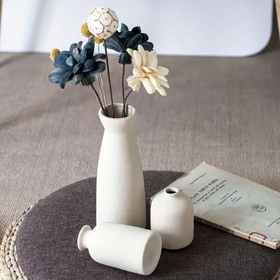 3PCS Bohemian Ceramic Vase Set, Matte Neutral Cylinder Vases for Home Decor, Mother's Day Gift & Living Room Elegant Decor