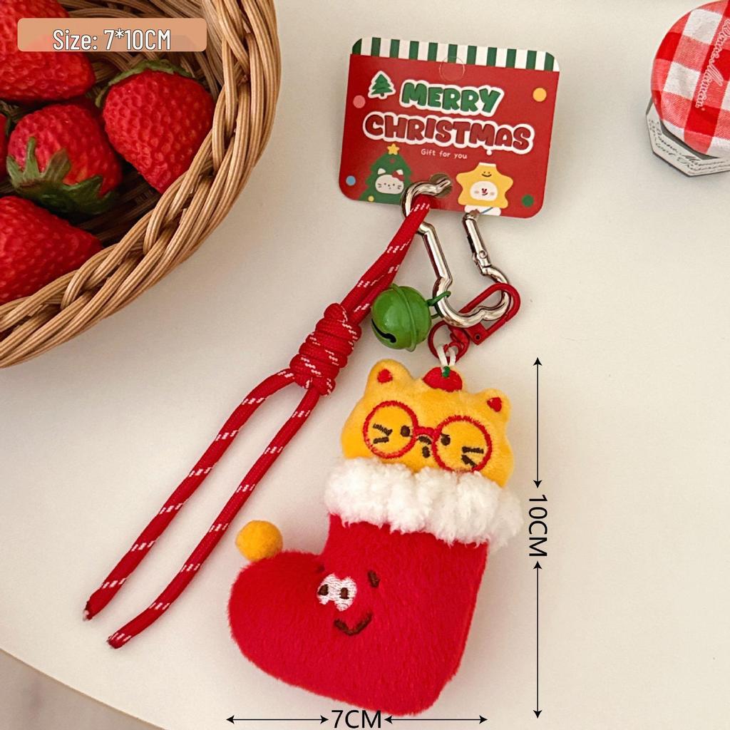 Tengyi Christmas Plush Doll Pendant - Cute Ornament & Versatile Keychain for Girls' Bags