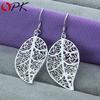 Leaf Piercing Drop Earrings, 925 Sterling Silver Wedding Jewelry
