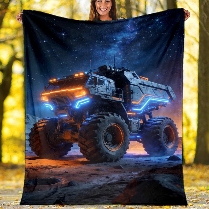 City Sports Car Comic Style Fleece Printed Flannel Blanket, Warm Soft Throw Sofa Bed Blanket