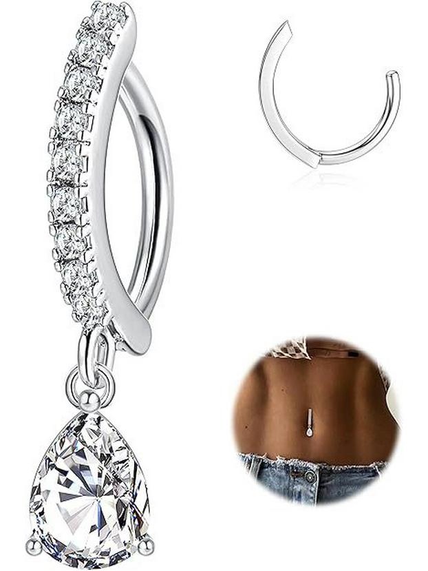 

Гарячий Розпродаж Любов Крапля Води Циркон Кільце для Пірсингу Пупка - Мідь Вигнута Прикраса для Пірсингу