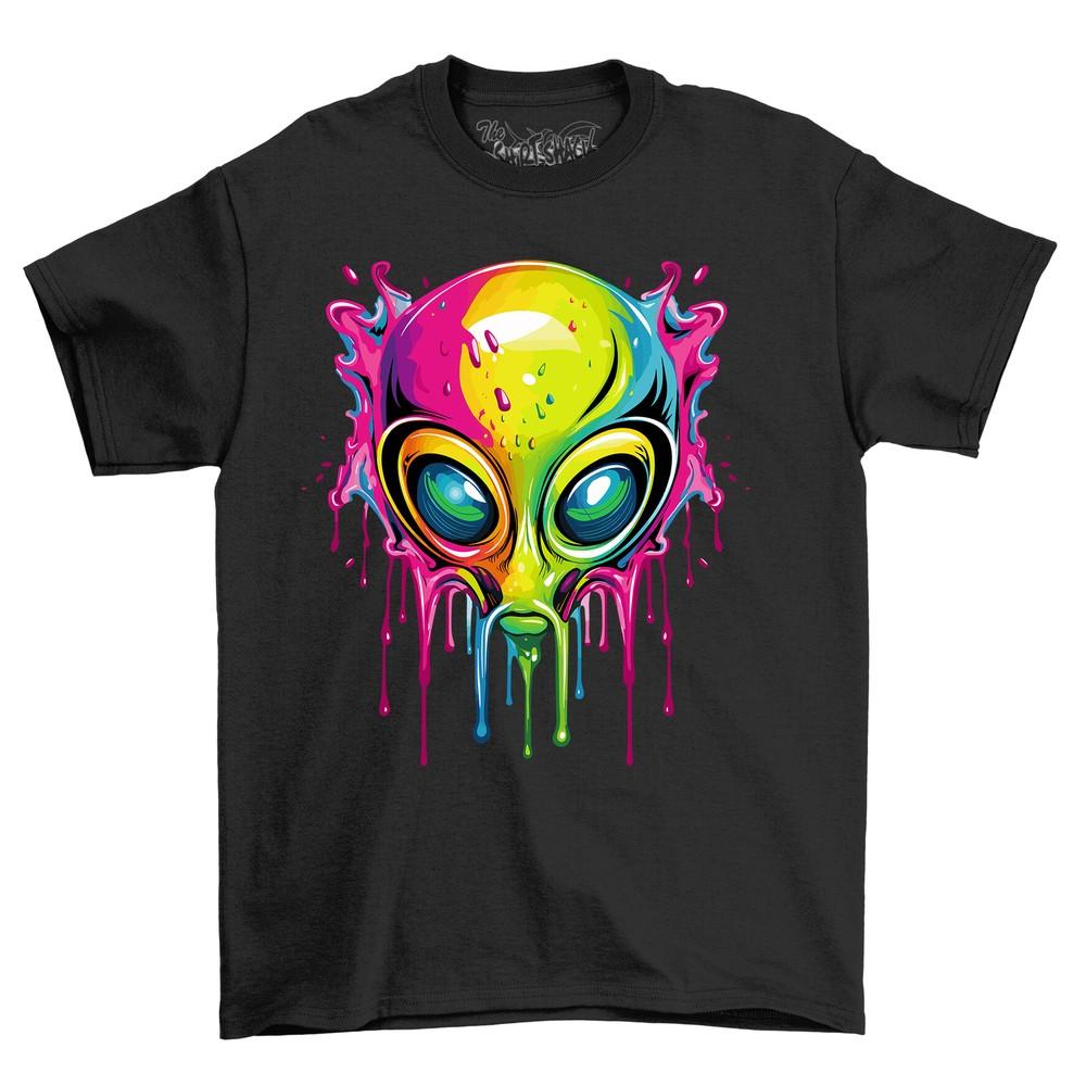 

Футболка «Голова пришельца с капающей краской» - Невероятно смешная! Унисекс Принтованный Дези L