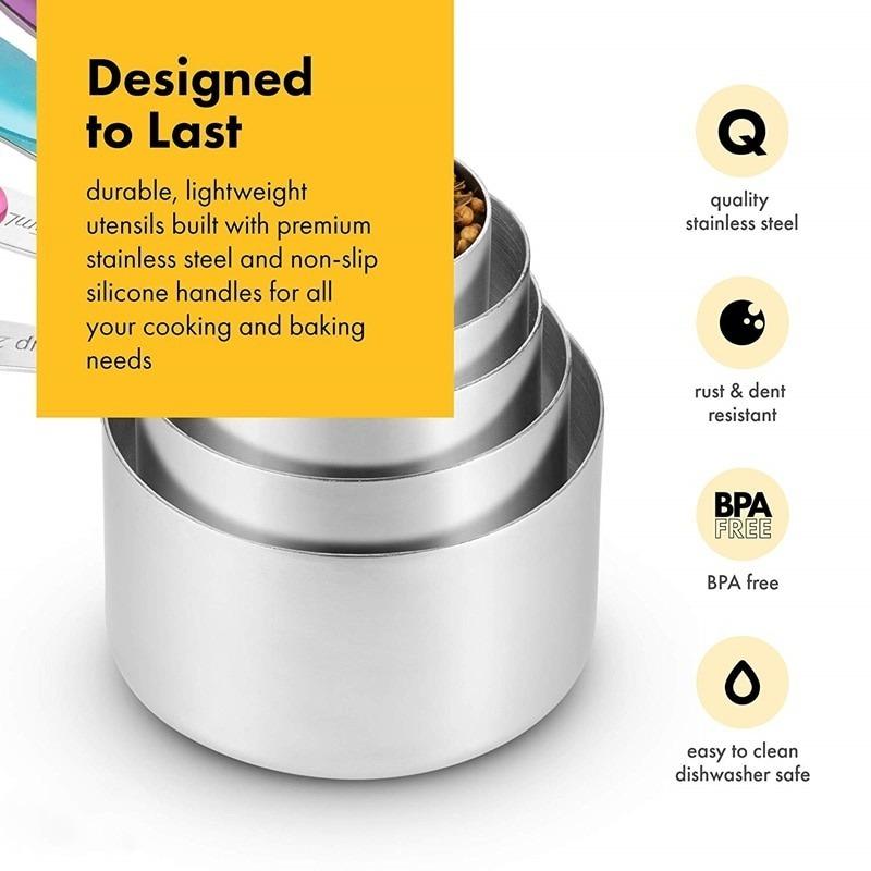 Measuring Cups Measuring Spoons Set Stainless Steel Measuring Cup Spoon for Baking Tea Coffee Kitchen Measuring Tools