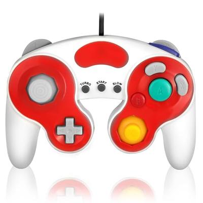 K&SGAMER GameCube Controller (with Vibration Support for GC, WiiU, Wii, and GameCube) (Red & White)