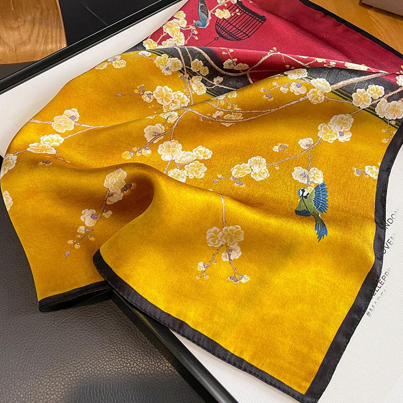 Fashion 100% Pure Silk Headscarf Square Satin Scarf For Women Shawl Foulard Hijab Neckerchief Hair Wrap Bandana Summer Echarpe