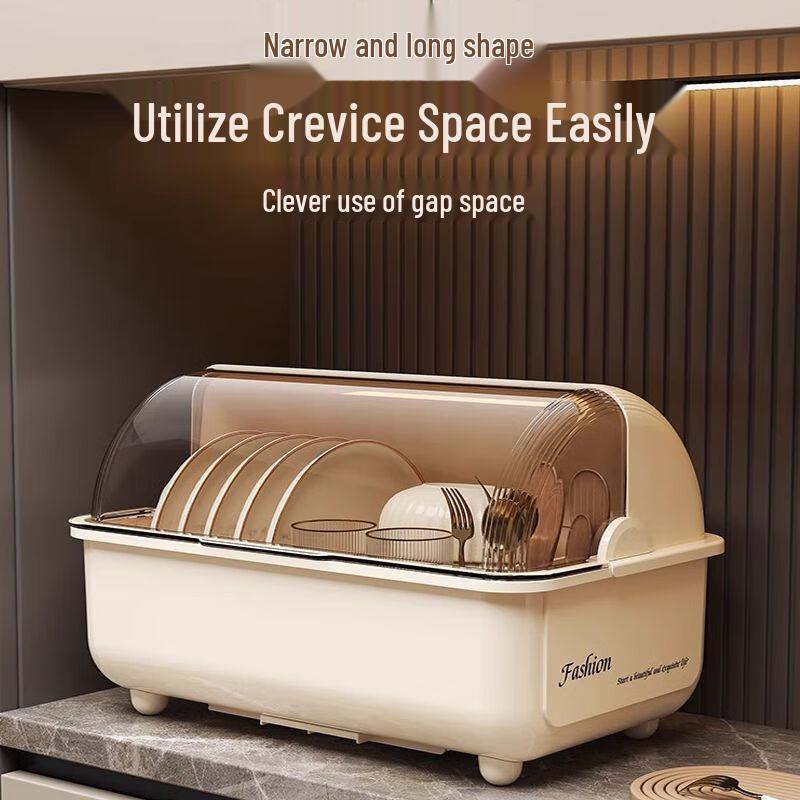 Kitchen Dish Drying & Storage Rack with Lid