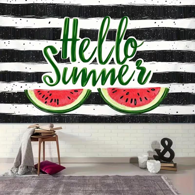 2D Watermelon "Hello Summer" Backdrop for Beach Party and Summer Themed Decor