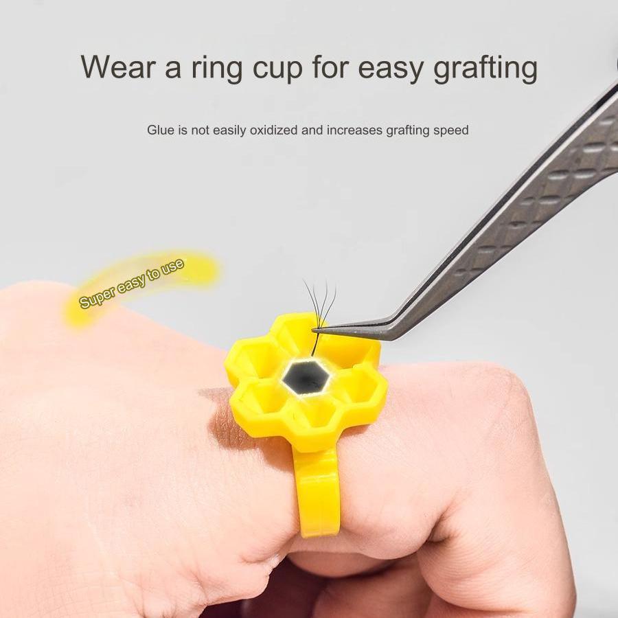 100Pcs/SET Eyelash Extension Glue Cup All-in-one Glue Drip Cup Eyelash Extension Ring Cup Eyelash Extension Tool