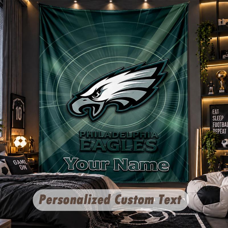 TapestryPhiladelphia Eagles Custom Name Text Personalized Wall Hanging Tapestry Home Wall Decor