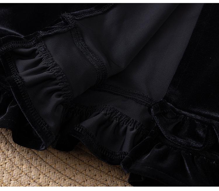 Elegant Lace Gold Velvet A-Line Skirt for Women, High Waist with Side and Back Slits, Perfect for Spring-Winter 2026
