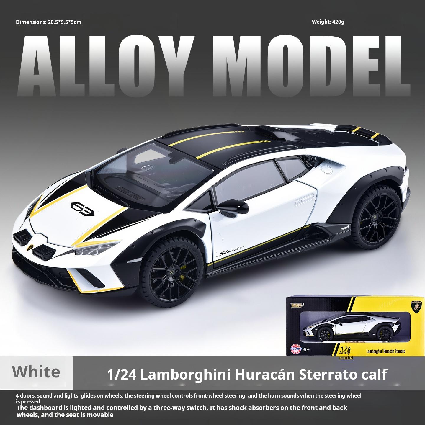 

1/24 Lamborghini Huracan Super Car Simulation Alloy Car Model Toy Car for Boys Collectible Decoration Pull Back Shock Absorption белый