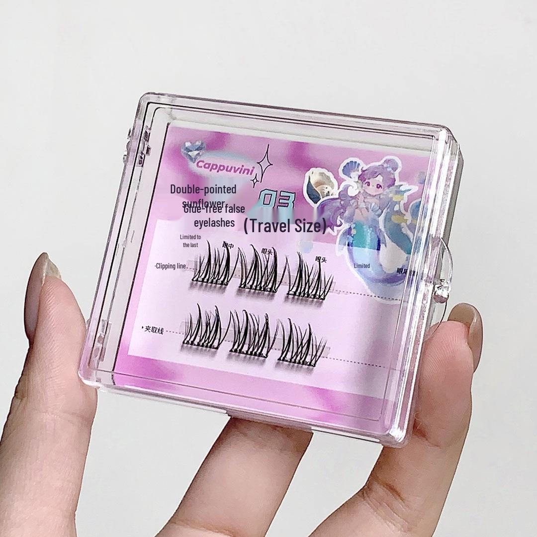 

Cappuvini Glue-Free Sunflower Wide Band False Eyelashes Travel Set - Lightweight Daily Beauty for Students and Parties.