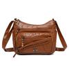 New Women's Shoulder Bag Soft Leather Texture Multi-compartment Large Capacity Fashionable Simple Old Messenger Bag