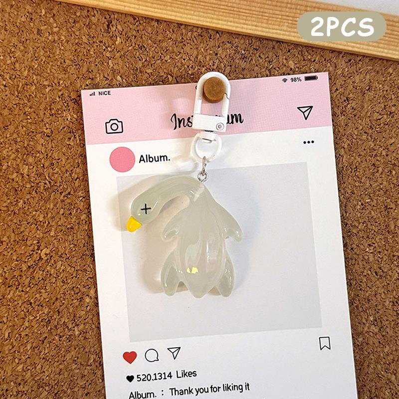 2Pcs Creative Color Change Duck Keychain  Colorful Roast Duck Keychain Novelty Cute Backpack Decoration Accessories Gifts