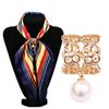 Temperament Metal Clothing Accessory Square Flower Scarf Buckle Women Brooches Pearl Shawl Buckle