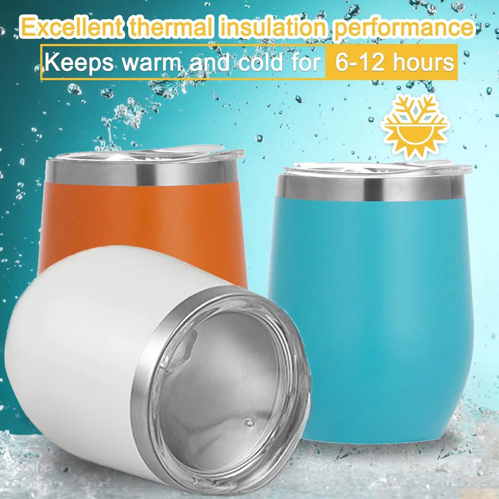 360ml Stainless Steel Eggshell Wine Tumbler Double Wall Vacuum Insulated Cup for Coffee Tea Office Home Travel