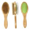 Dog Brush Bamboo Dogs Comb Double-sided Dogs Hair Brush Pet Grooming Massage Comb Stainless Steel Dog Hair Remover Pet Supplies
