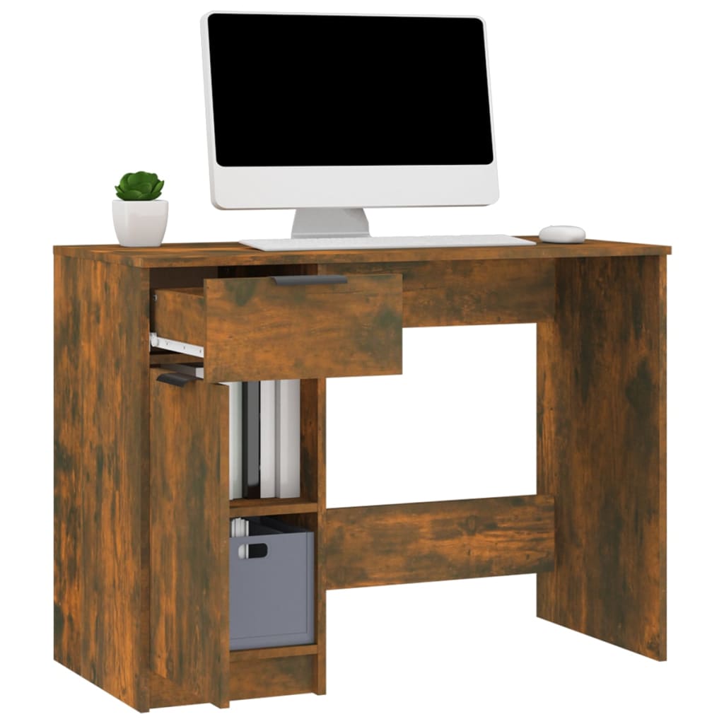 Writing Desk Smoked Oak 100x50x75 cm Particleboard