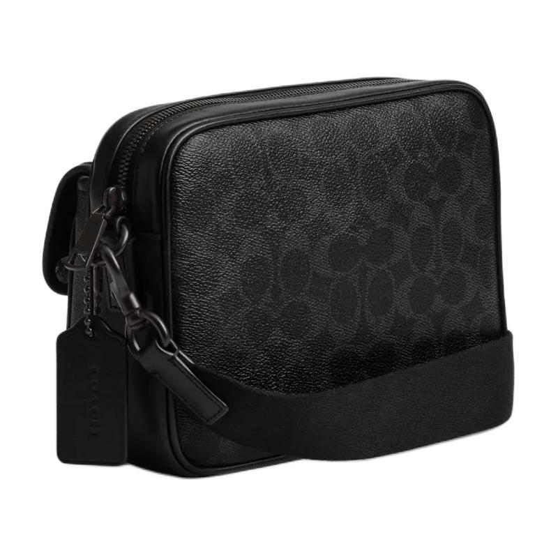 COACH CameraSignature KNOX 21 Removable Shoulder Strap Printed Artificial Leather and Calf Leather Shoulder Bag Small Men's Black