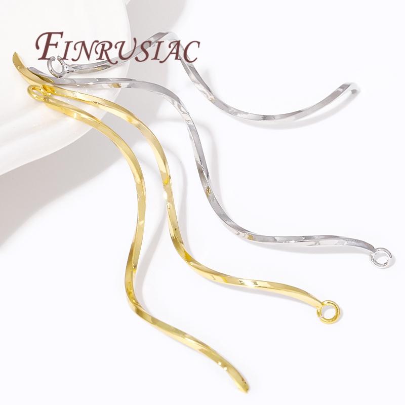 Earrings Making Supplies 18K Gold Plated S Shape Wavy Earwire Earring Charms Connector For DIY Jewelry Accessories