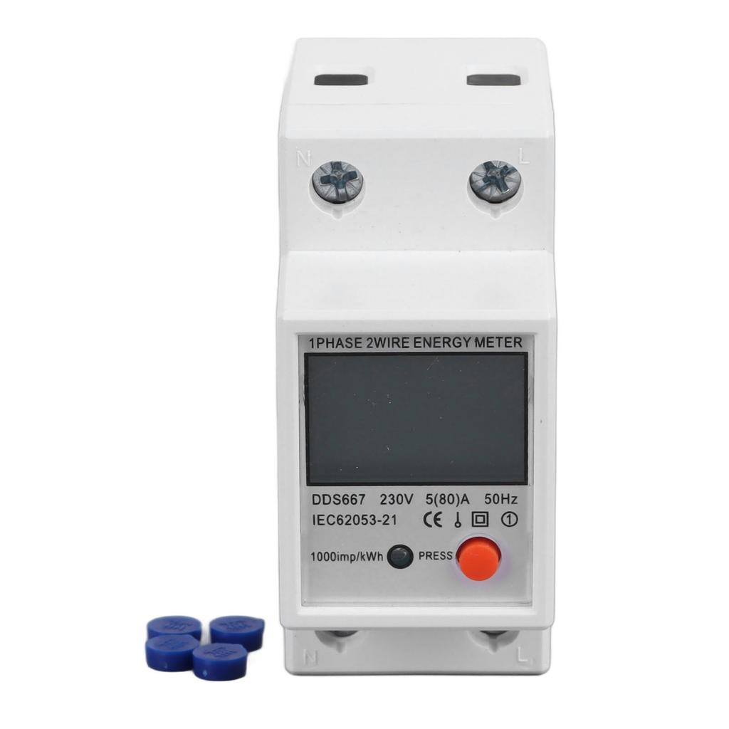 Multifunctional Power Meter 1 Phase LCD Display Energy Monitor 200‑250V for Electrical Safety
