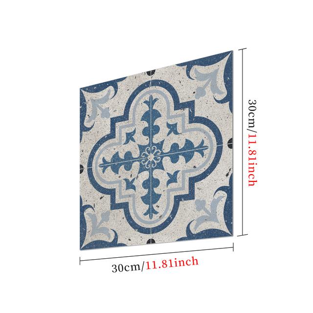 1Pcs Floor Tile Decoration Stickers Portuguese Tile Style Home Self-Adhesive PVC Waterproof Frosted Thickened Non-Slip Floor Stickers 30X30cm