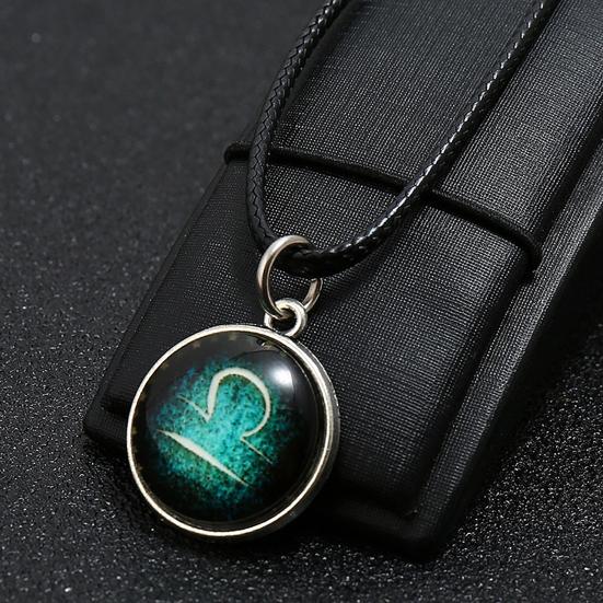 Horoscope Pendant Necklace with Extended Chain Dress Up Hypoallergenic Luminous 12 Constellation Necklace Fashion Jewelry