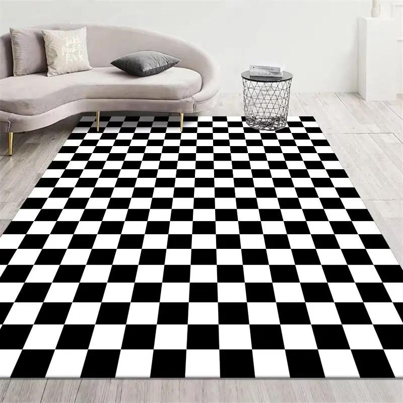

Модный ретро ковер в клетку для гостиной, спальни, прикроватный, нескользящий, мягкий коврик, домашний, моющийся, плюшевый ковер, настраиваемый 60*90cm
