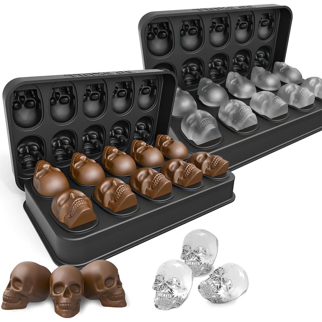 Silicone Skull 3D Flexible Ice Cube Trays Ice Ball Mold For Freezer Whisky BPA Free Ice Tray Horror Skull Head Cocktail Ice Ball