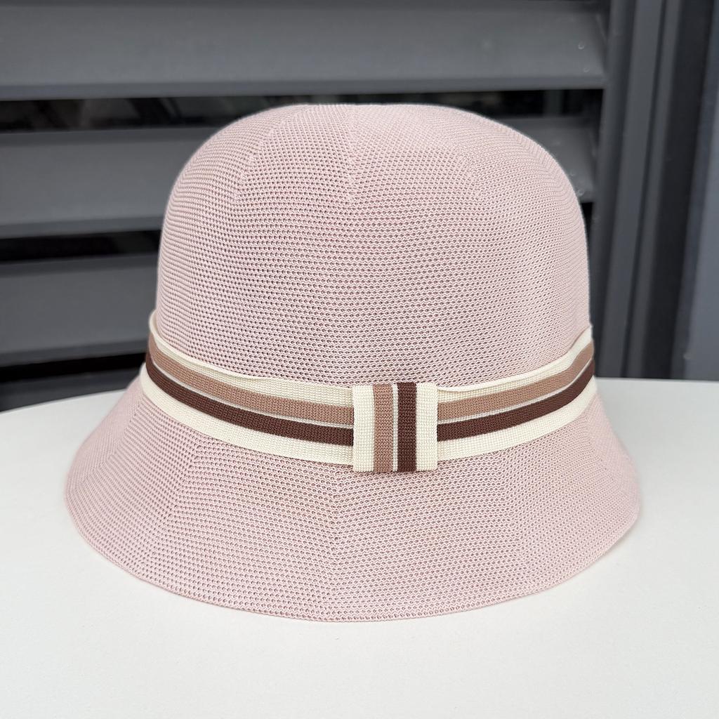 Simple and thin breathable knitted basin hat women's face protection sunscreen bucket hat summer travel sunscreen visor