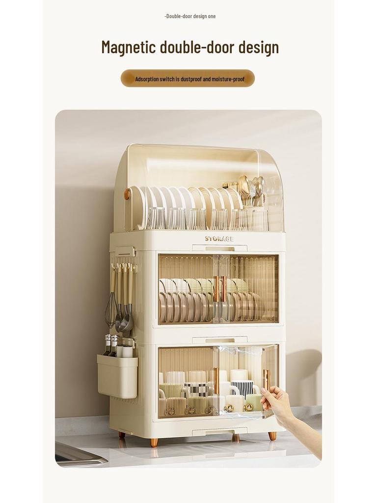 Kitchen Dish Rack with Lid: Bowl, Chopstick, and Cutlery Organizer